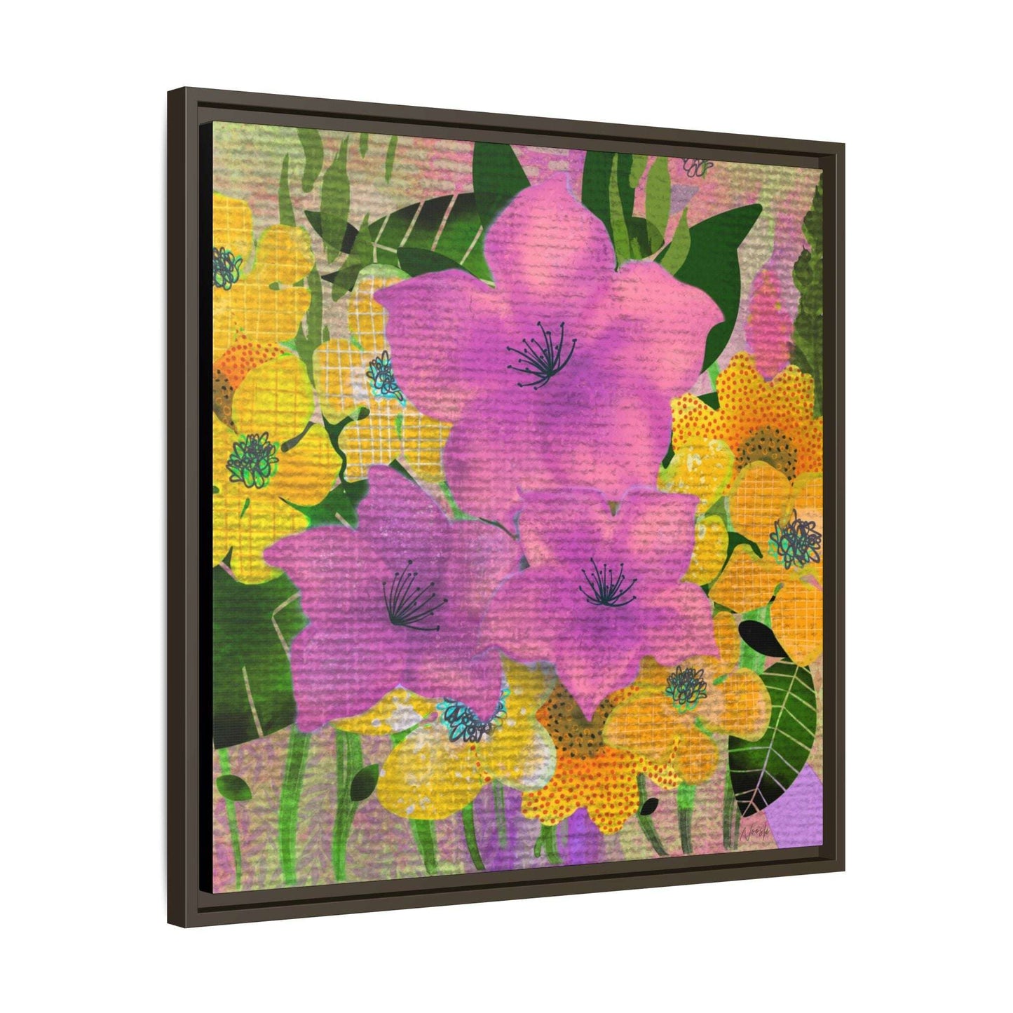 (Wall Decor) Square Matte Canvas Framed (Multi color)