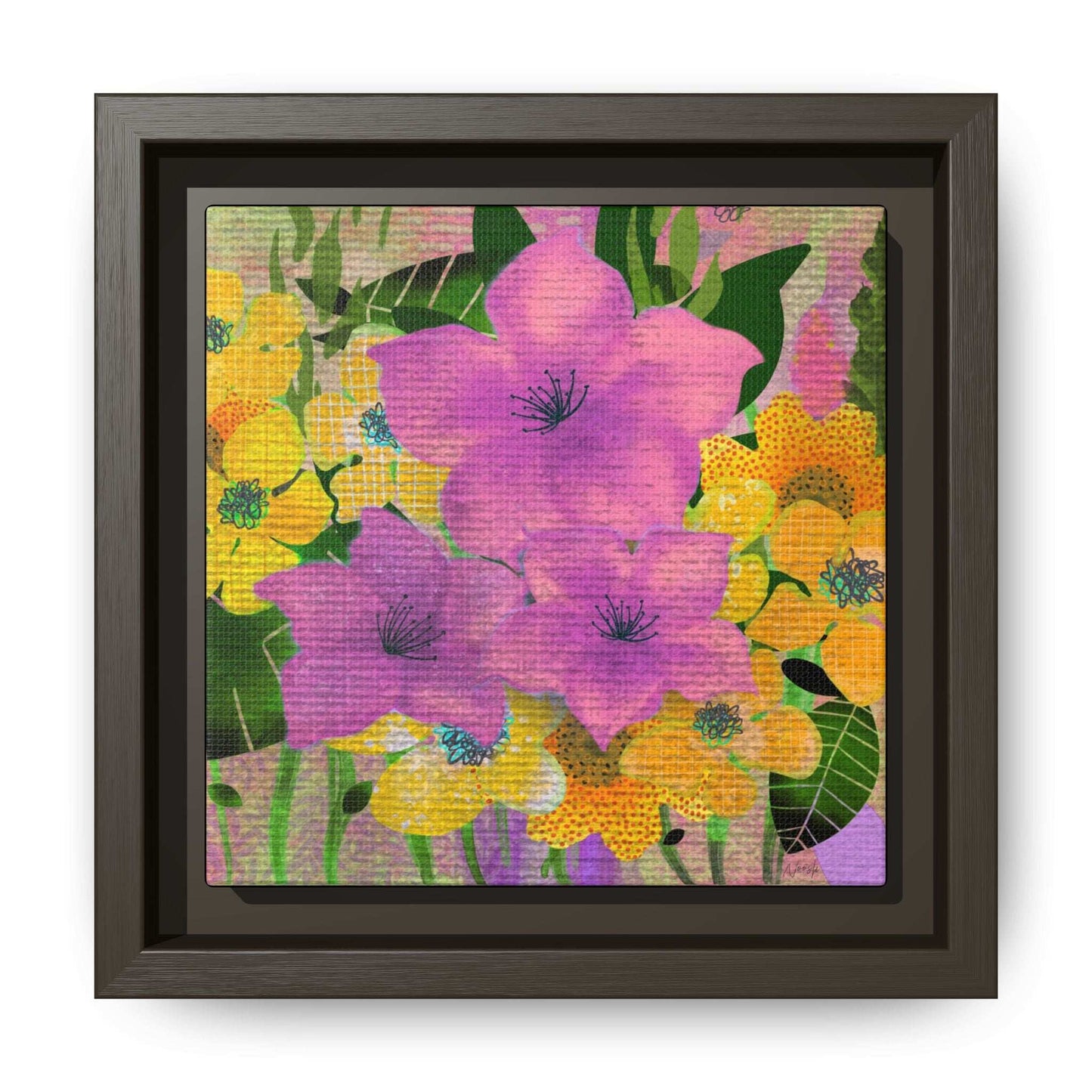 (Wall Decor) Square Matte Canvas Framed (Multi color)