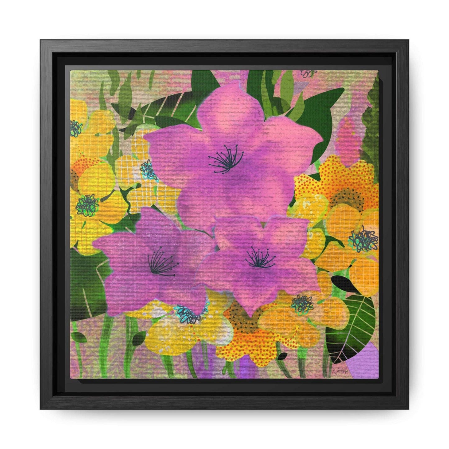 (Wall Decor) Square Matte Canvas Framed (Multi color)