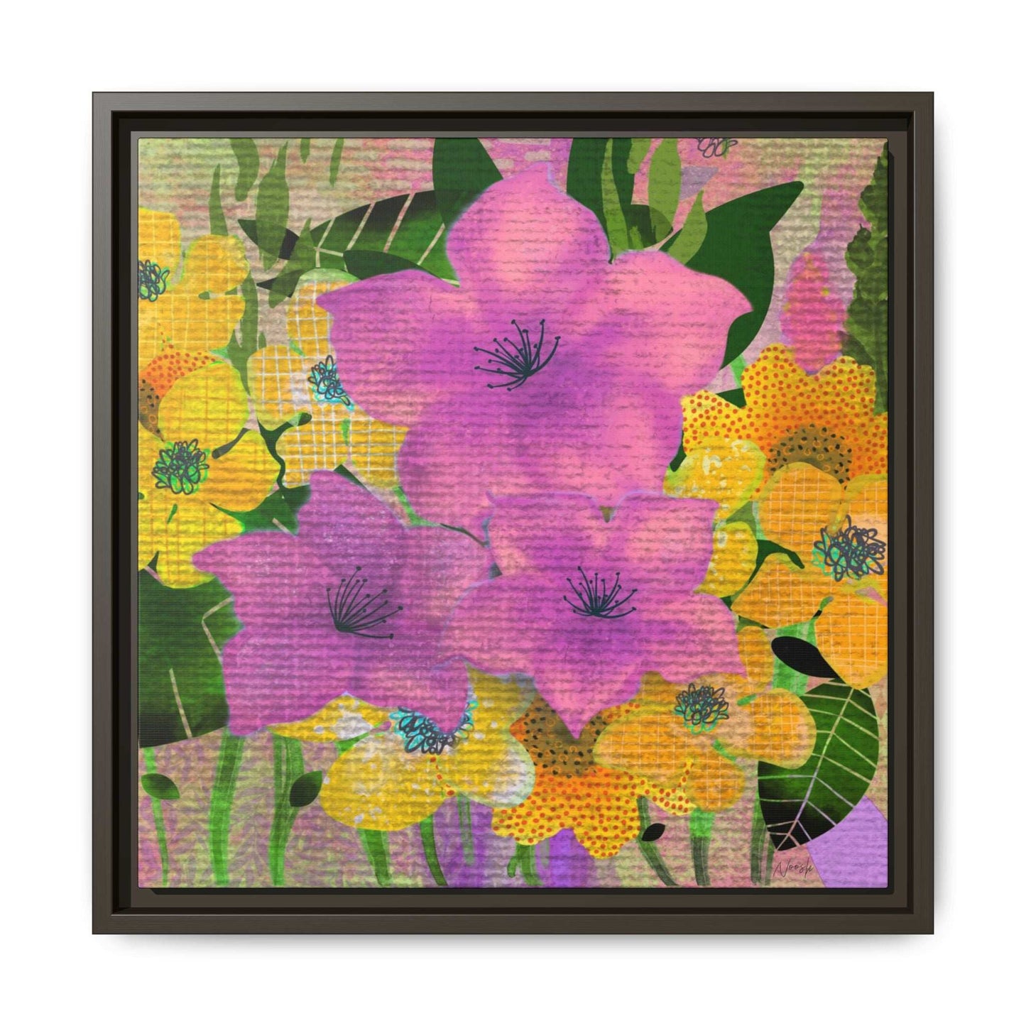 (Wall Decor) Square Matte Canvas Framed (Multi color)