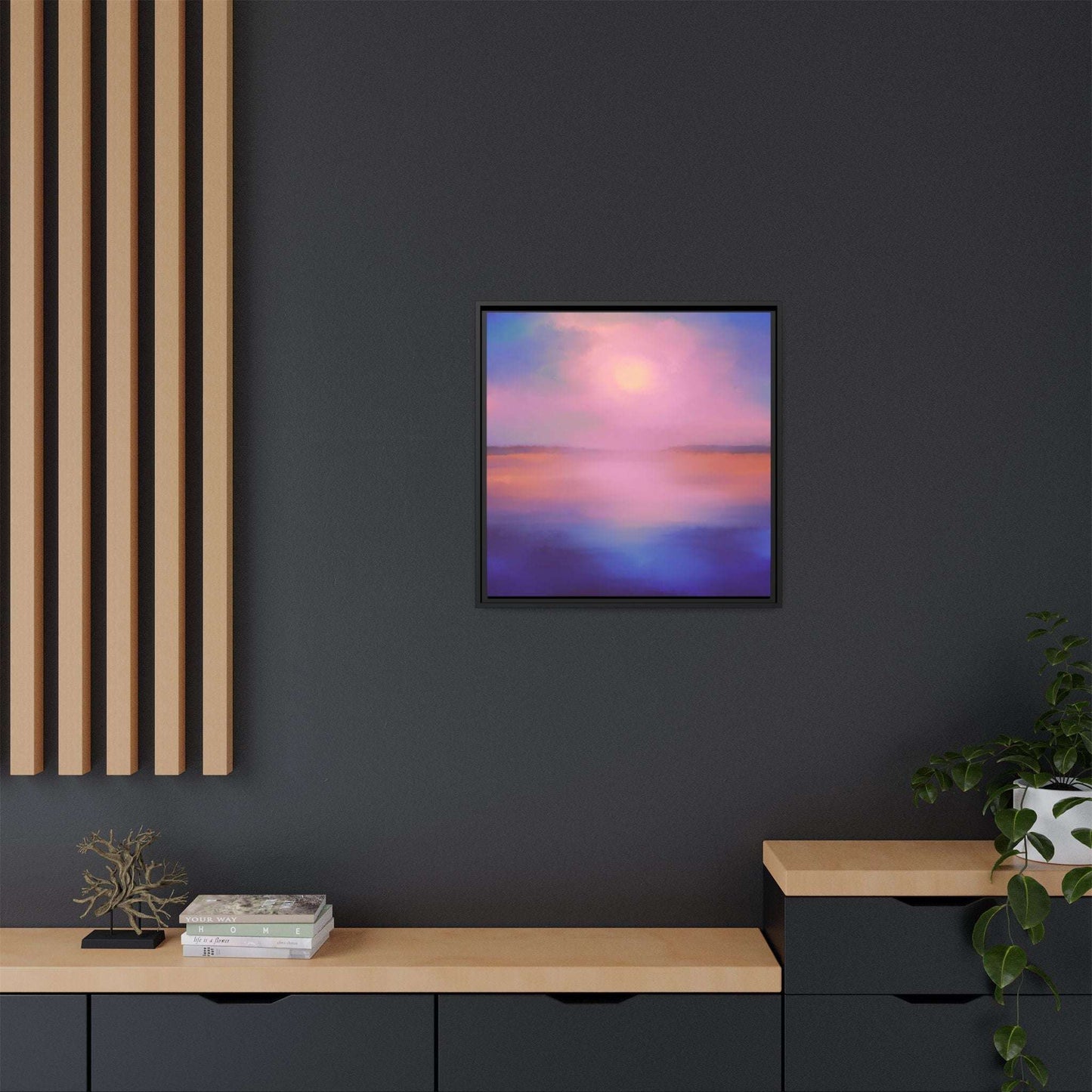(Wall Decor) Square Matte Canvas Framed (Multi color)