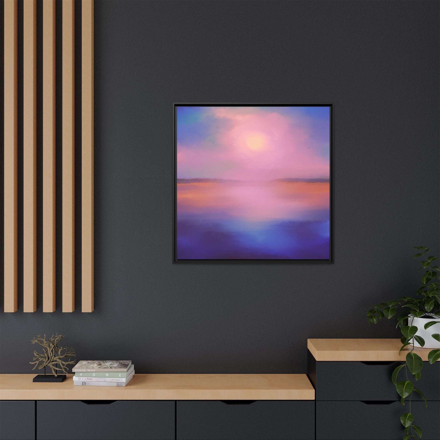 (Wall Decor) Square Matte Canvas Framed (Multi color)