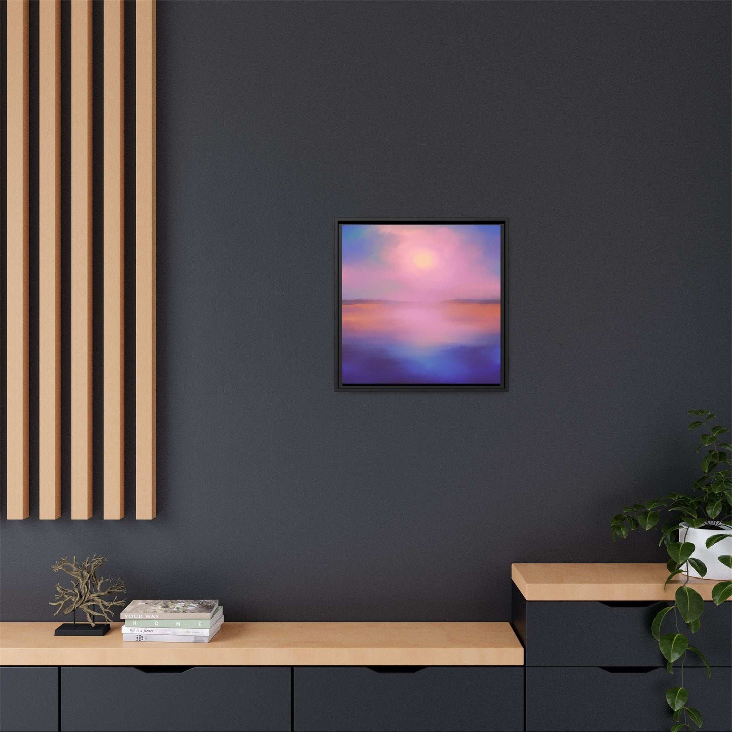 (Wall Decor) Square Matte Canvas Framed (Multi color)