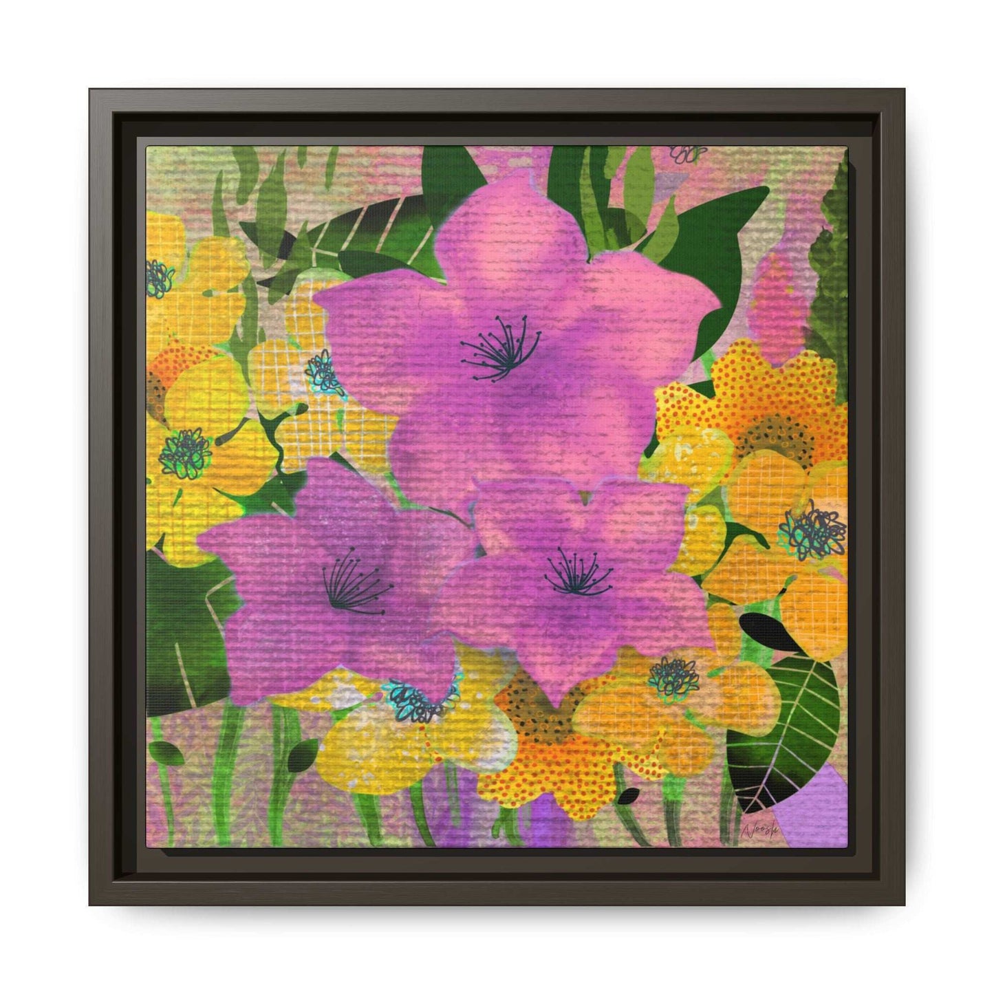 (Wall Decor) Square Matte Canvas Framed (Multi color)