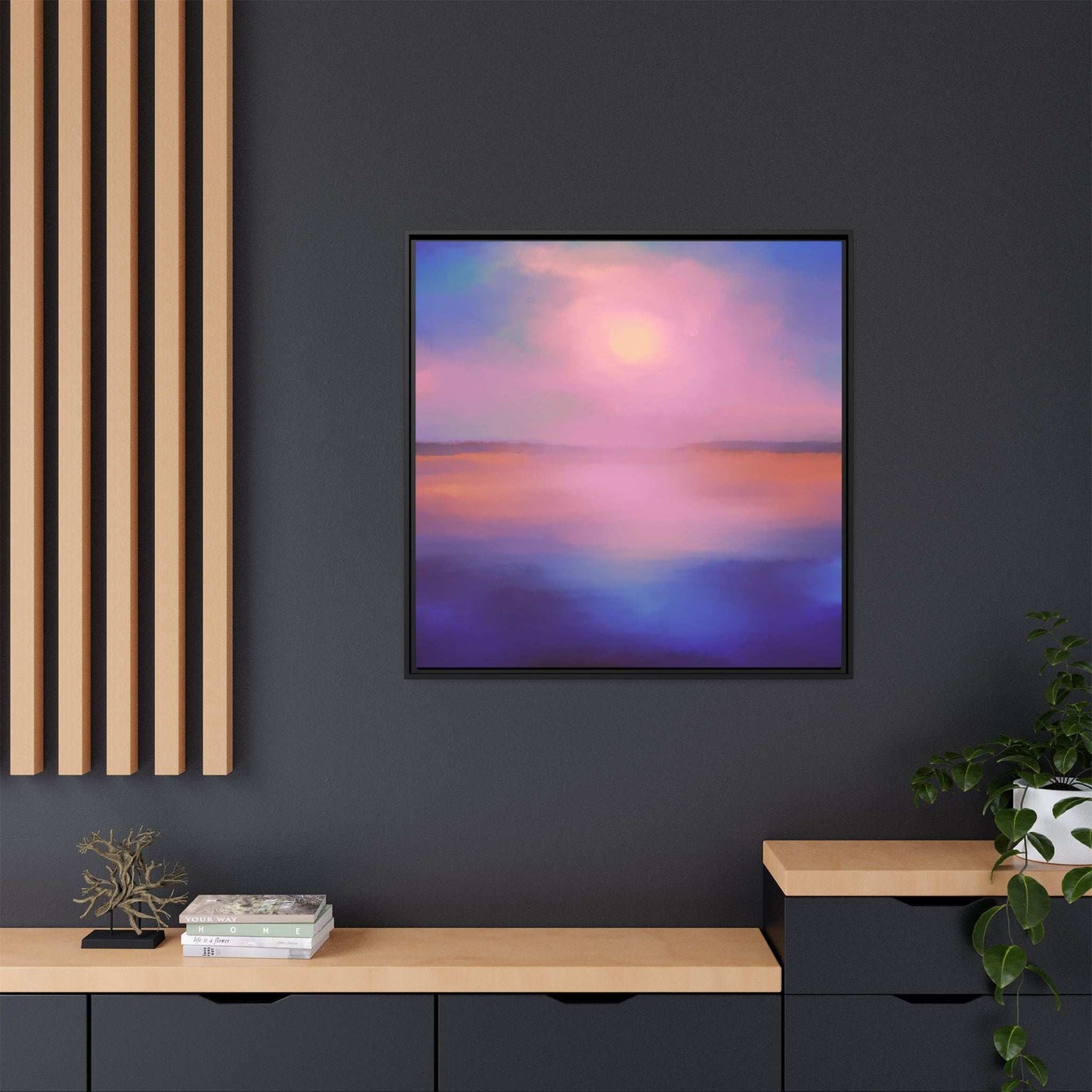 (Wall Decor) Square Matte Canvas Framed (Multi color)