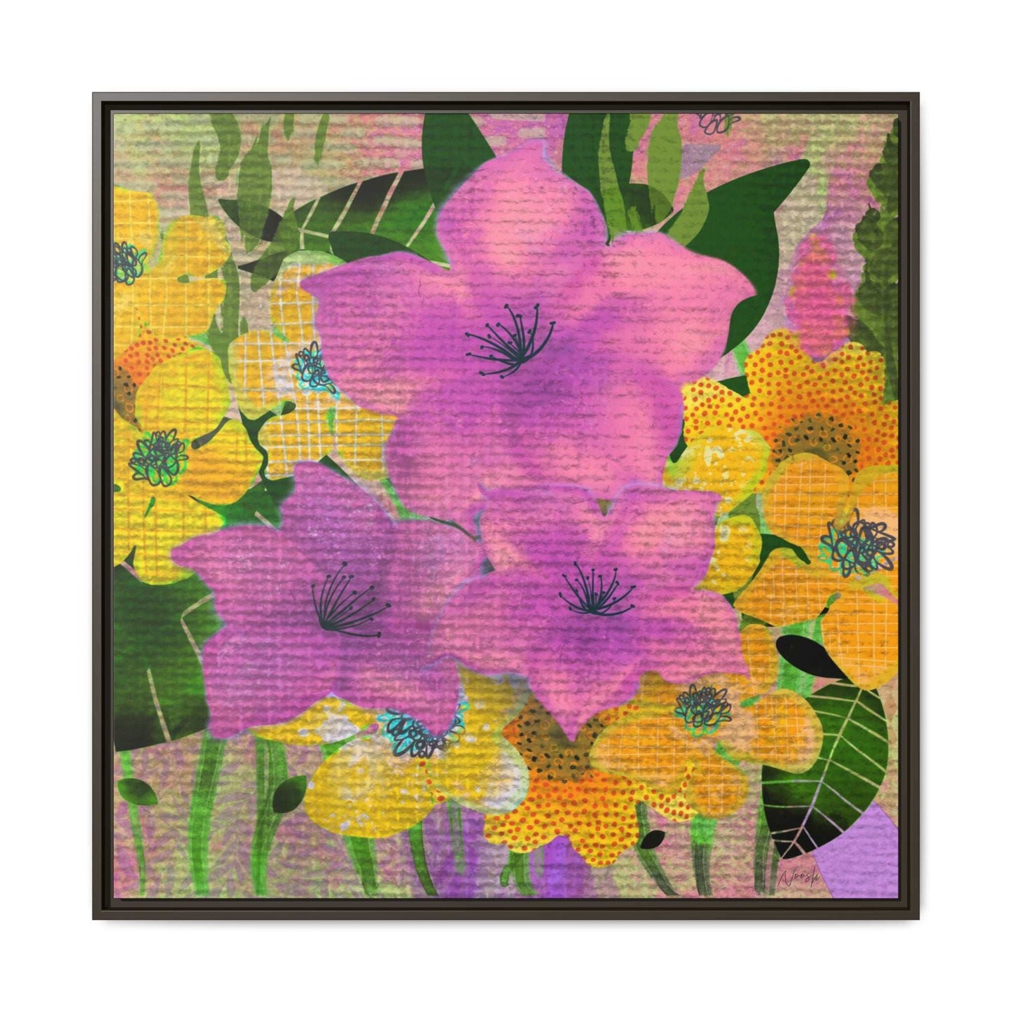 (Wall Decor) Square Matte Canvas Framed (Multi color)