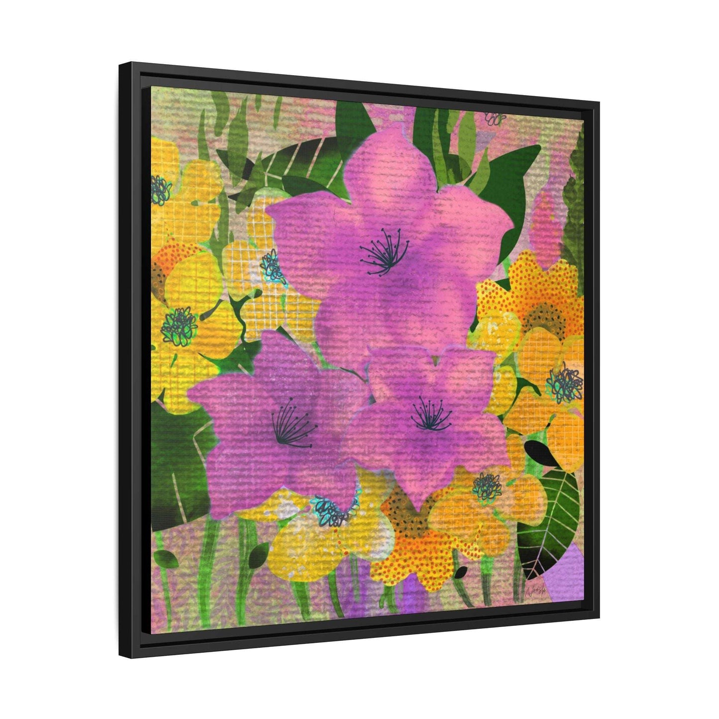 (Wall Decor) Square Matte Canvas Framed (Multi color)