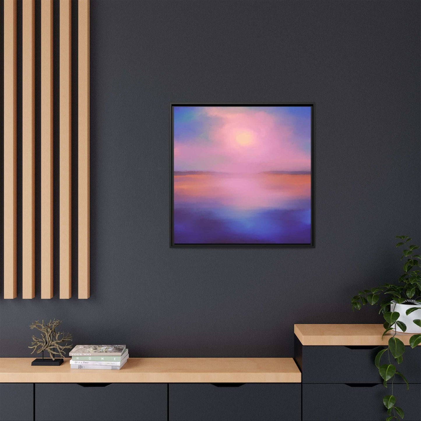 (Wall Decor) Square Matte Canvas Framed (Multi color)
