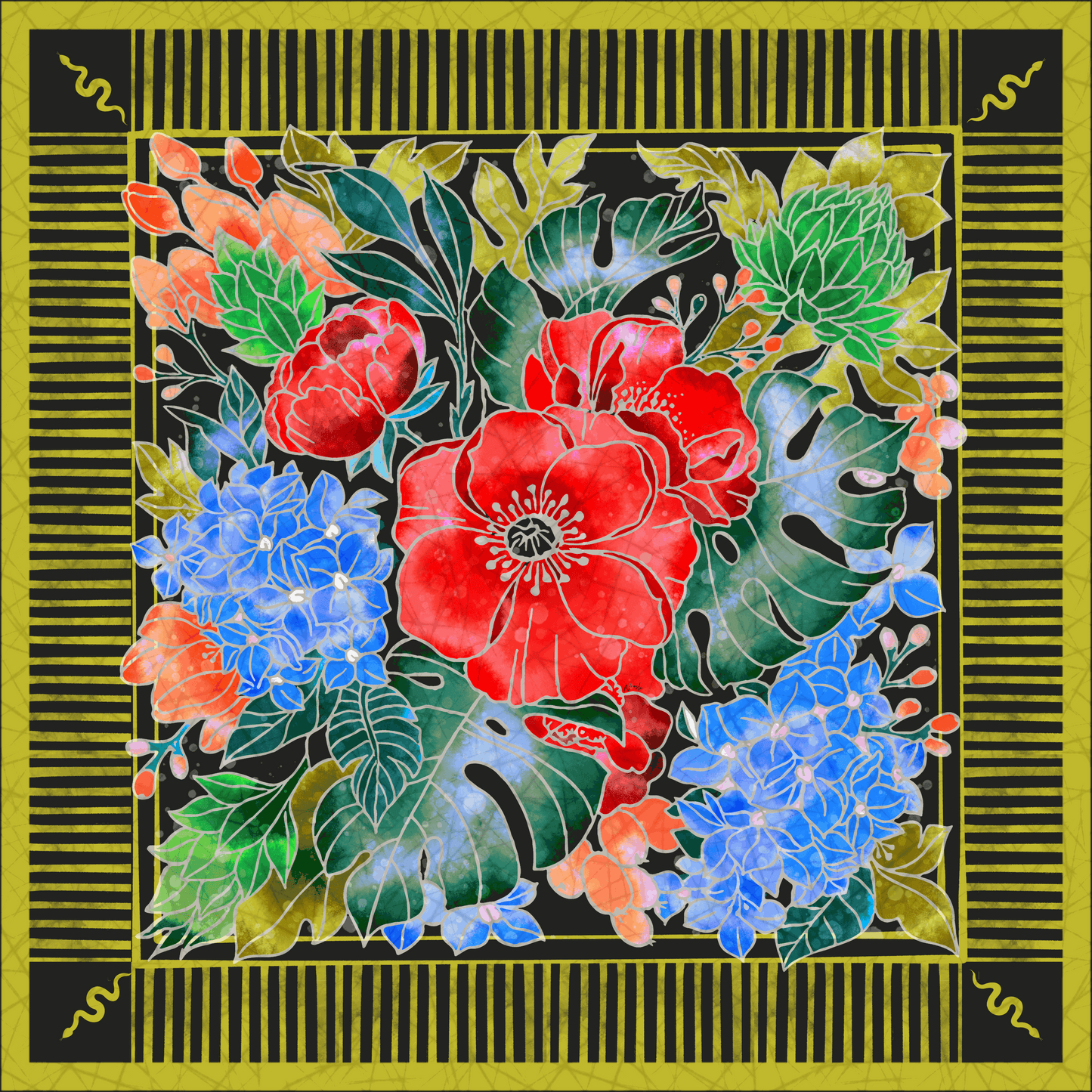 Silk Scarves (Velvet Bloom) Batik