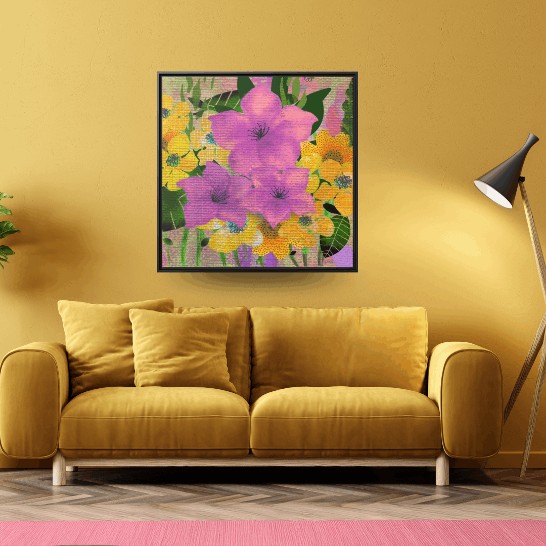 (Wall Decor) Square Matte Canvas Framed (Multi color)