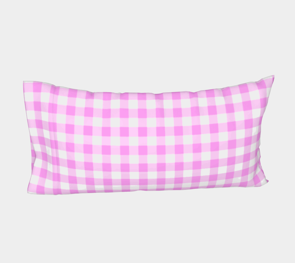 Bed Pillow Sleeves, Pink Plaid (Silk/Cotton)