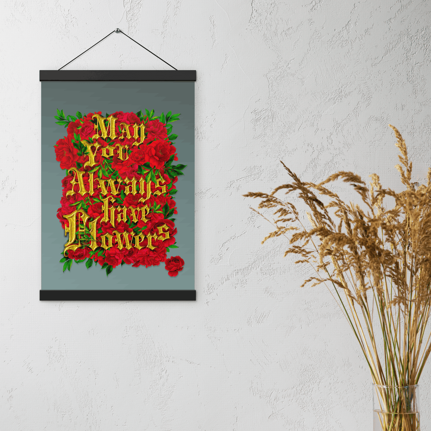 (Wall Decor) Typography Poster with Wooden Hanger