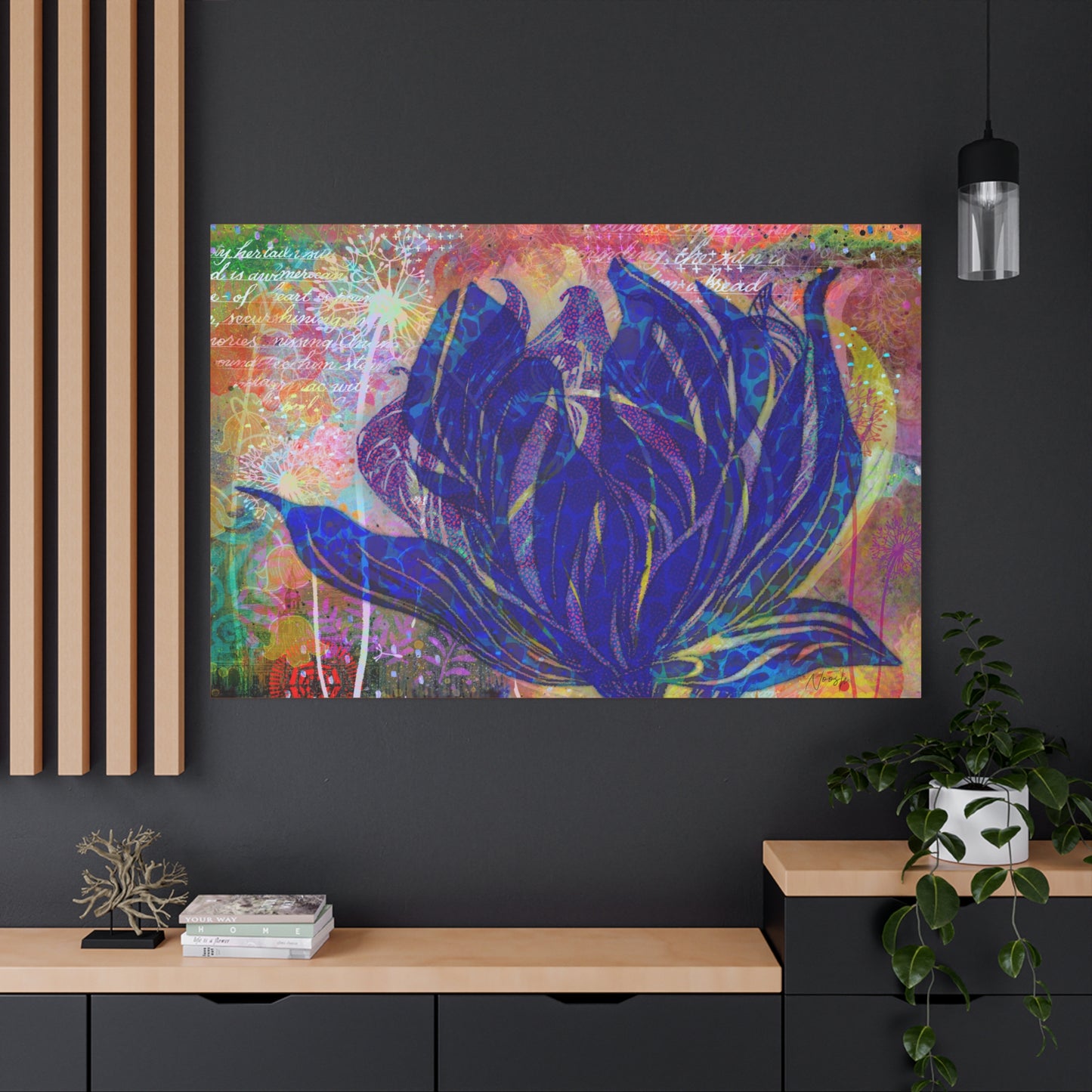 Large Floral Art Print Canvas - Vibrant Colourful Wall Decor for Home and Office