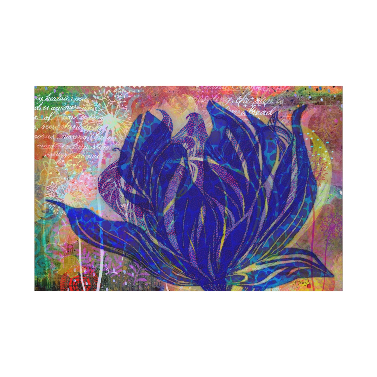 Large Floral Art Print Canvas - Vibrant Colourful Wall Decor for Home and Office