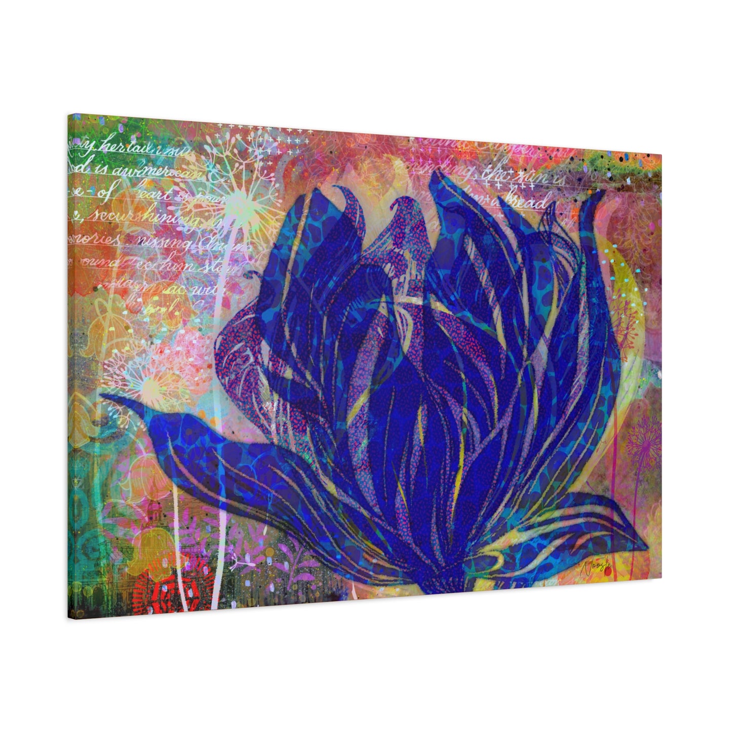 Large Floral Art Print Canvas - Vibrant Colourful Wall Decor for Home and Office