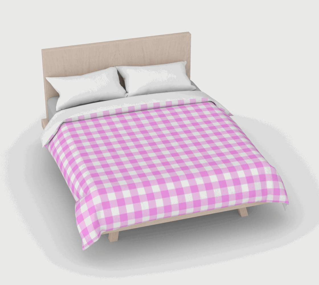 Duvet Cover, Pink Plaid (Cotton Sateen)