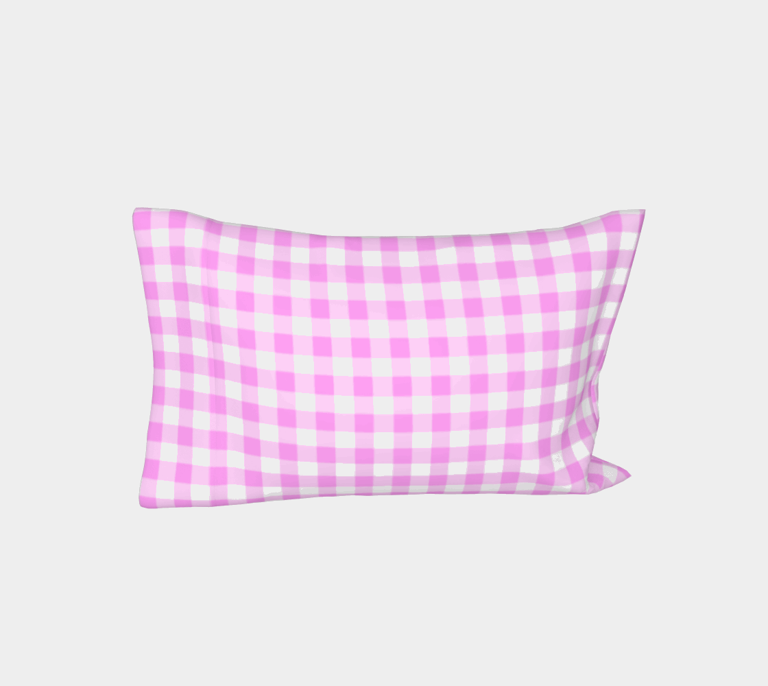 Bed Pillow Sleeves, Pink Plaid (Silk/Cotton)