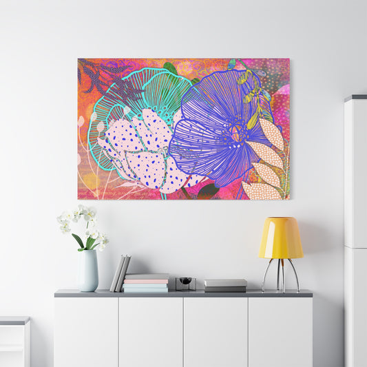 Floral Art Print Canvas - Vibrant Colorful Wall Decor for Home and Office