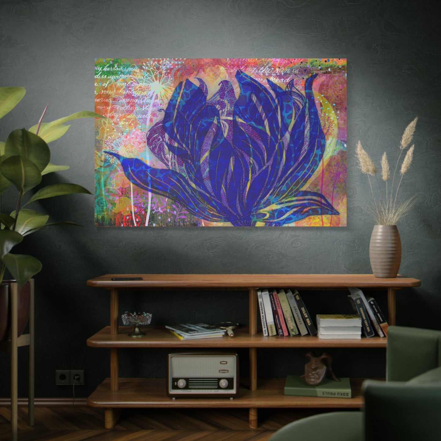 Large Floral Art Print Canvas - Vibrant Colourful Wall Decor for Home and Office