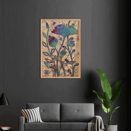 (Wall Decor) Vintage Mixed Media Botanical Art Framed