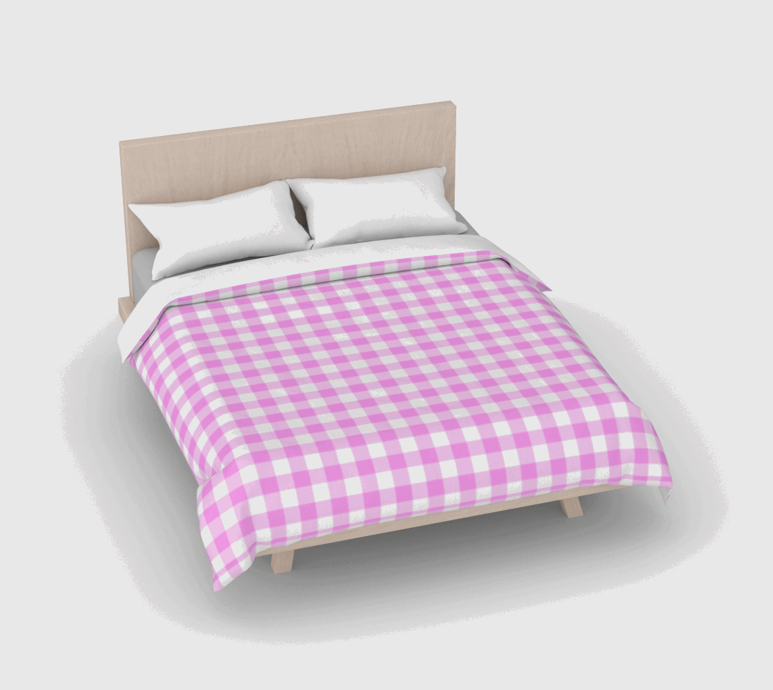 Duvet Cover, Pink Plaid (Cotton Sateen)
