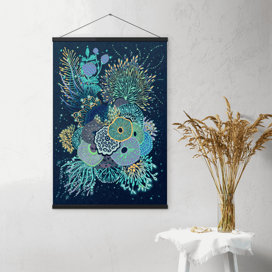 (Wall Decor) Underwater Bloom Poster with Wooden Hanger