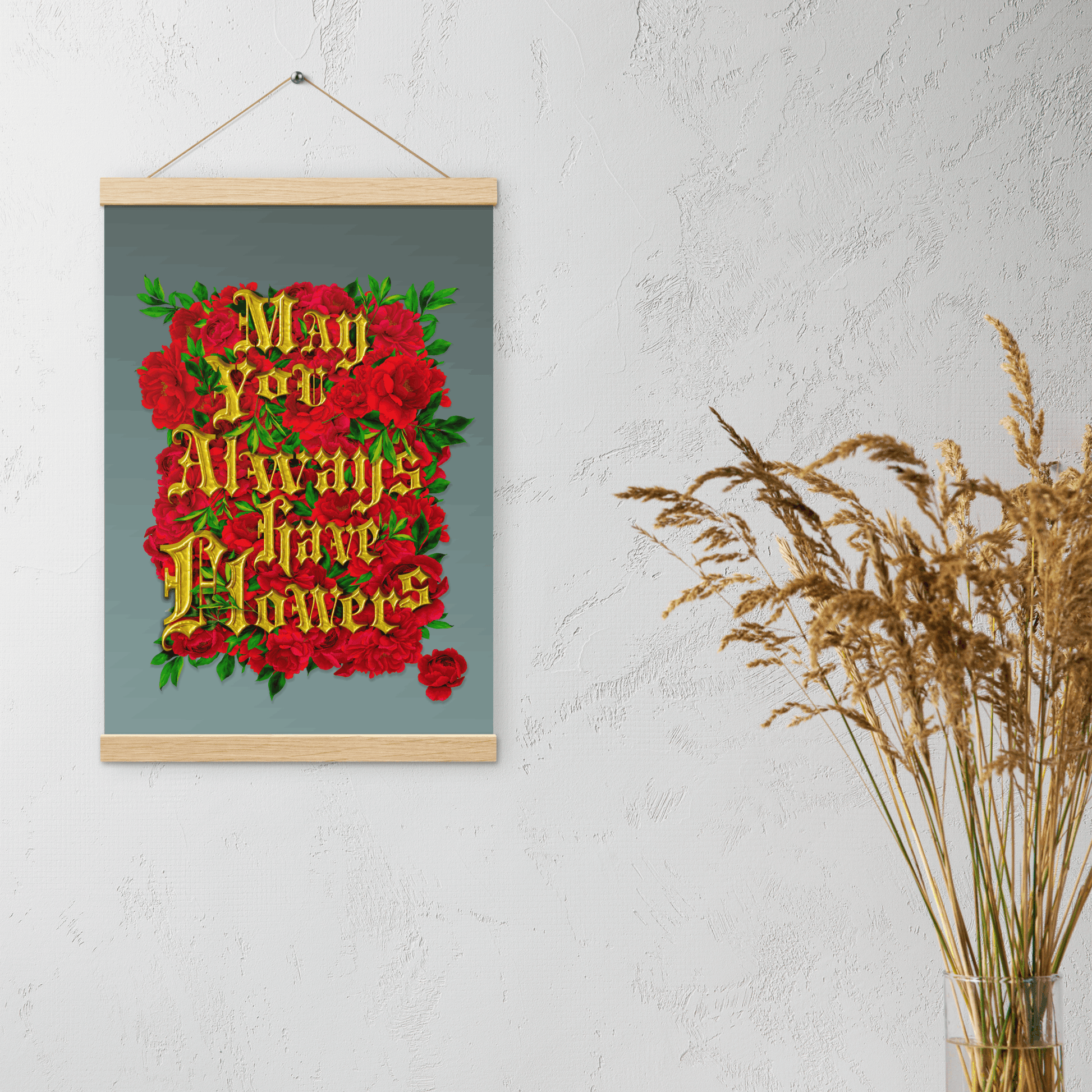 (Wall Decor) Typography Poster with Wooden Hanger