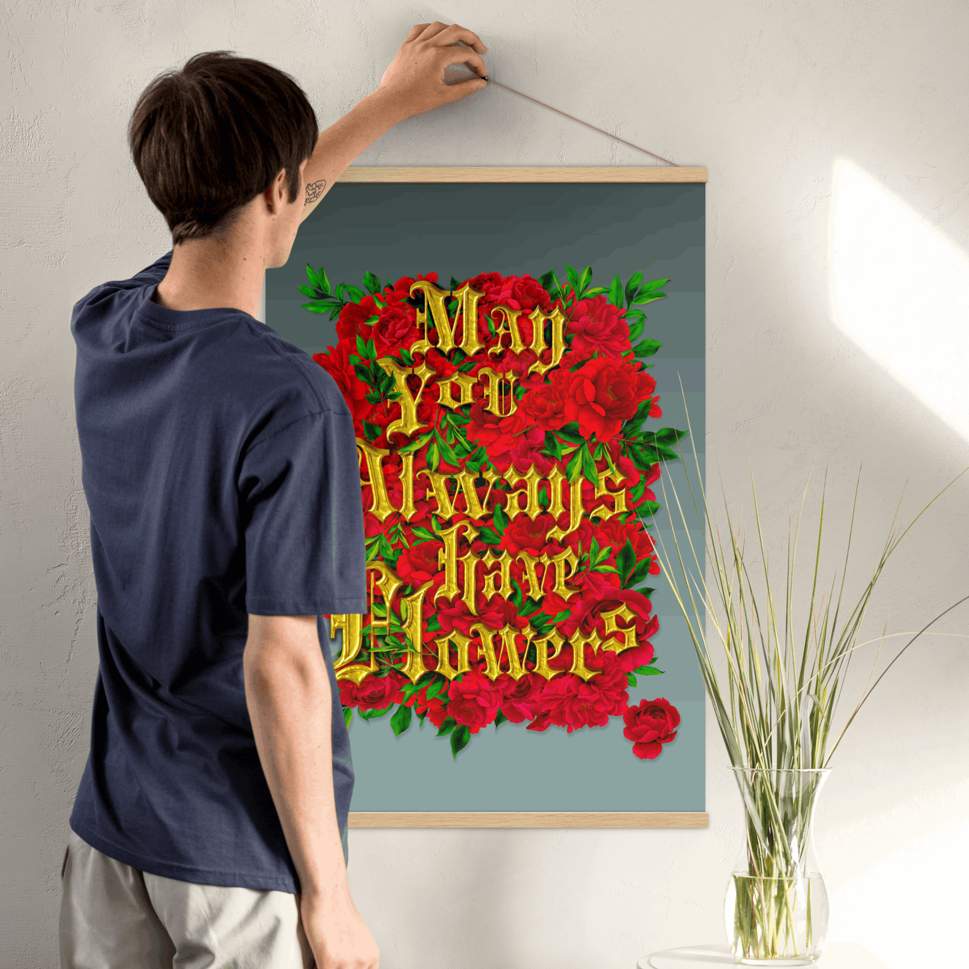 (Wall Decor) Typography Poster with Wooden Hanger